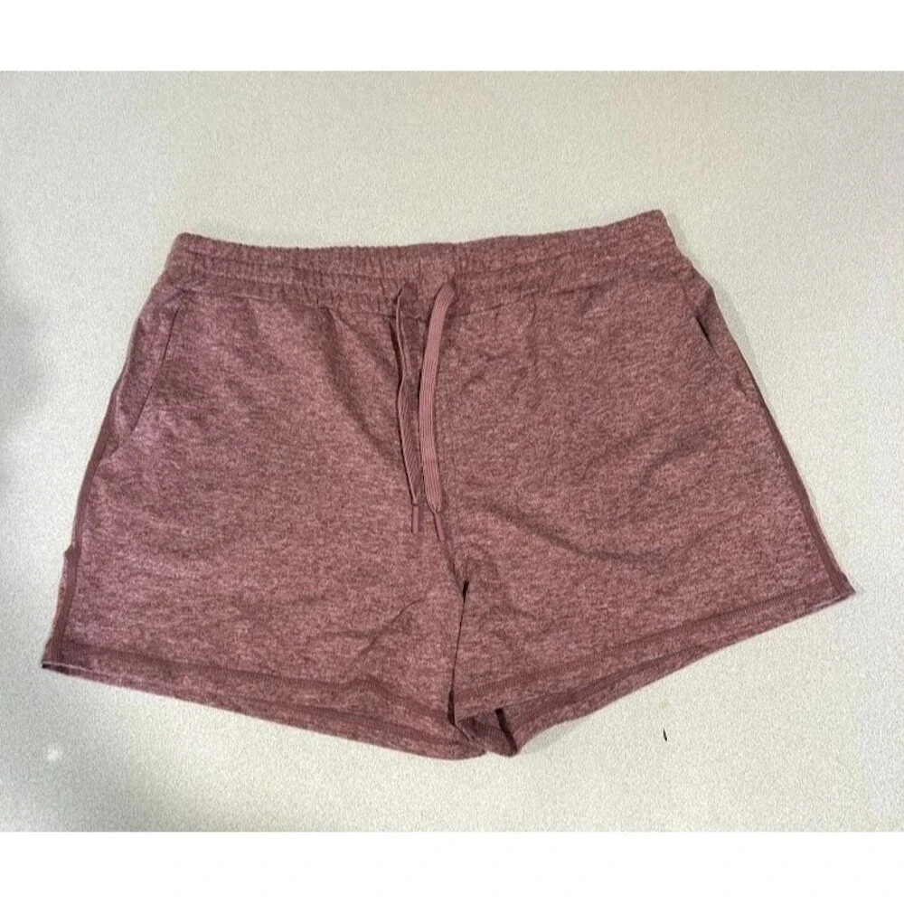 Quince Flowknit Shorts L Heather Rose Ultra Soft Pull On Drawstring